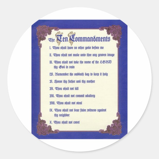 THE TEN COMMANDMENTS CLASSIC ROUND STICKER (Front)