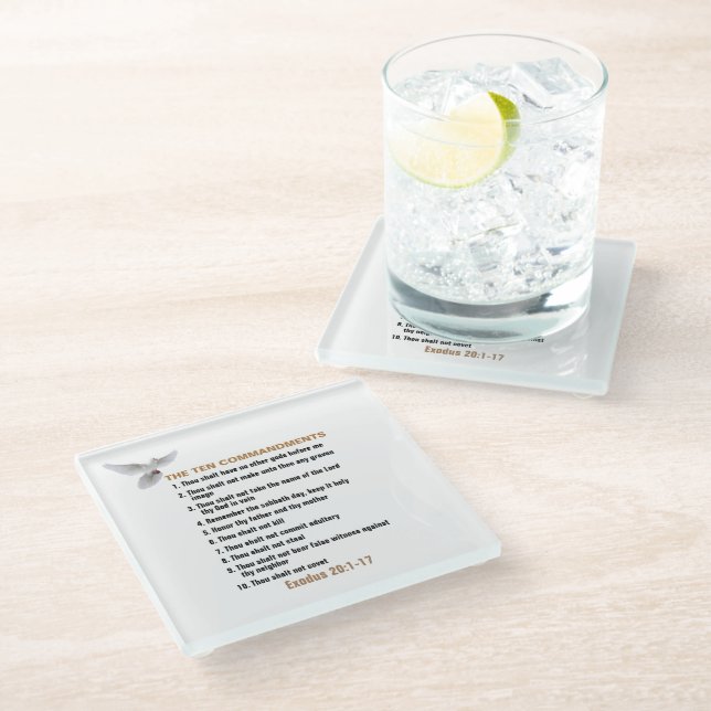 The Ten Commandments  Glass Coaster (Angled)