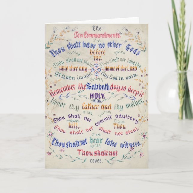 "The Ten Commandments" greeting card (Front)