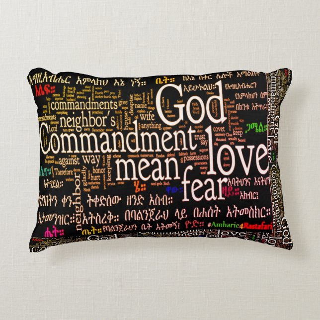 The Ten Commandments In Amharic Pillow 16" x 12" (Front)