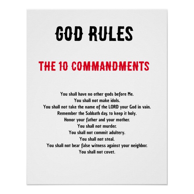 THE TEN COMMANDMENTS' KJV POSTER (Front)