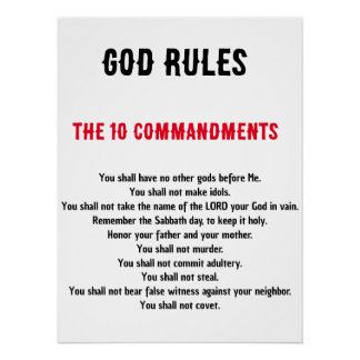 THE TEN COMMANDMENTS' KJV POSTER
