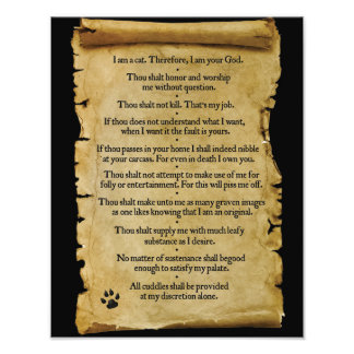The Ten Commandments of The Cat Photo Print