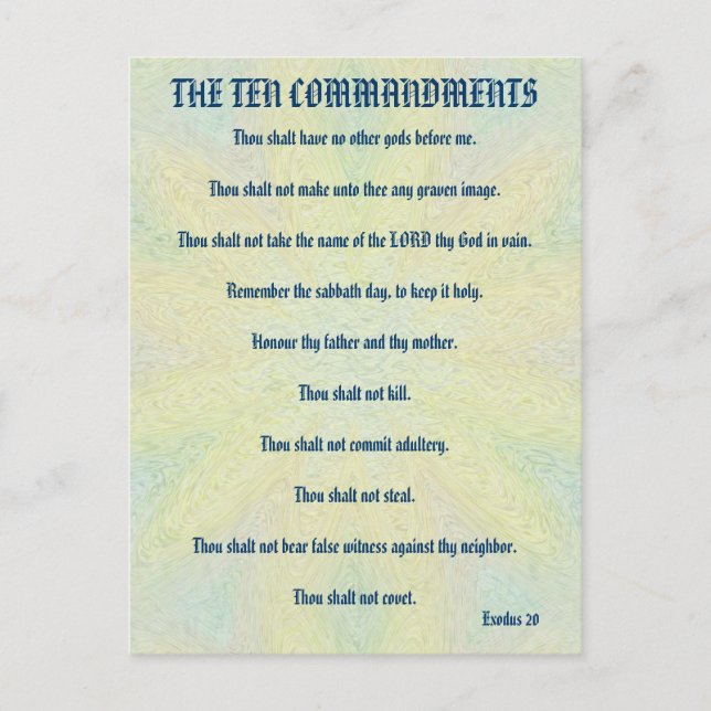 The Ten Commandments Pastel Floral Postcard (Front)