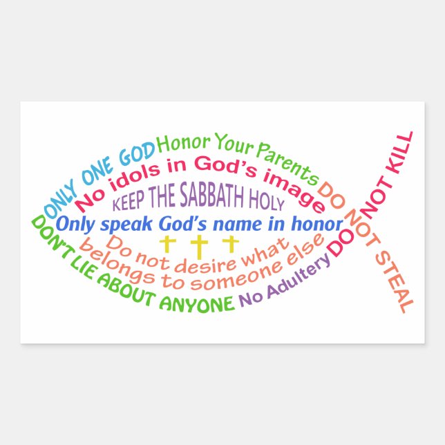 The Ten Commandments Rectangular Sticker (Front)