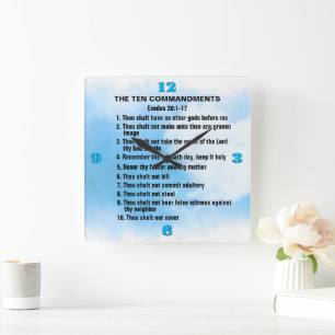 The Ten Commandments  Square Wall Clock