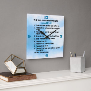 The Ten Commandments  Square Wall Clock