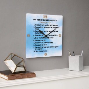 The Ten Commandments  Square Wall Clock