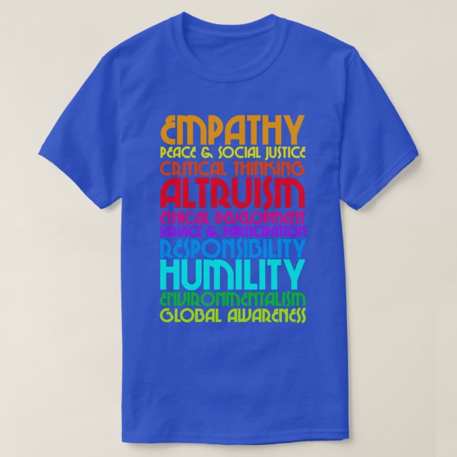 The Ten Commitments Humanist Values Design T-Shirt (Design Front)