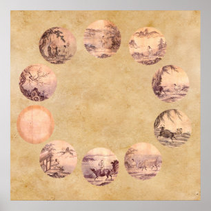 The Ten Oxherding Zen Poster