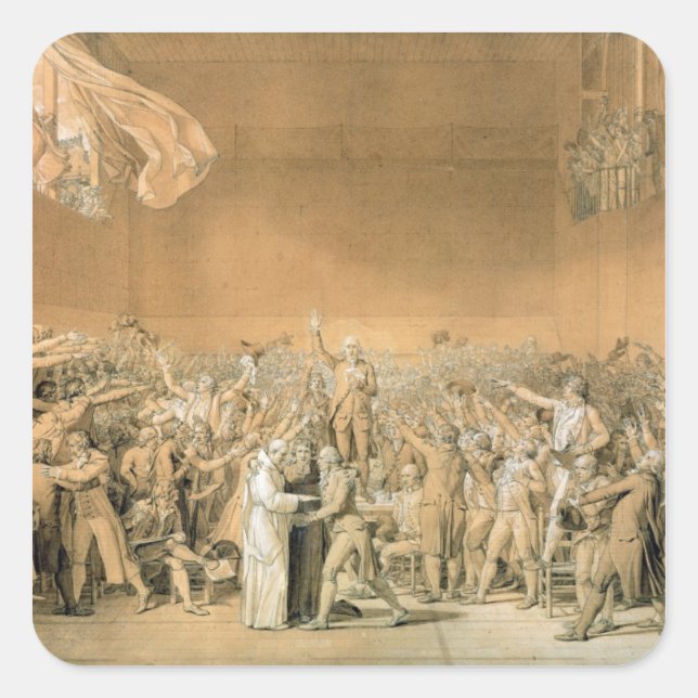 The Tennis Court Oath, 20th June 1789, 1791 2 Square Sticker (Front)