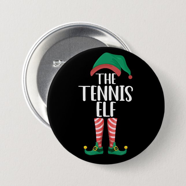 The Tennis Elf Matching Family Group Christmas 7.5 Cm Round Badge (Front & Back)