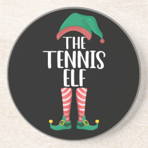 The Tennis Elf Matching Family Group Christmas Coaster