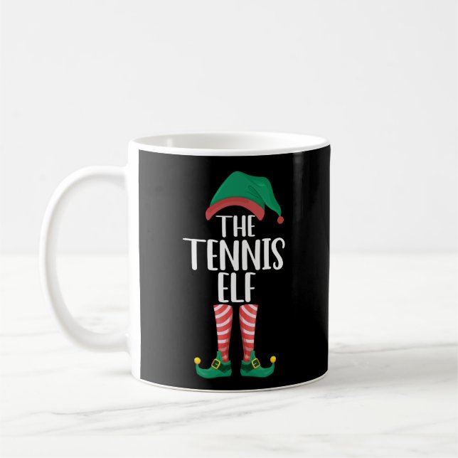 The Tennis Elf Matching Family Group Christmas Coffee Mug (Left)