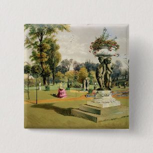 The Terrace Garden, Woburn Abbey (chromolitho) 15 Cm Square Badge