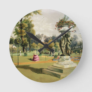 The Terrace Garden, Woburn Abbey (chromolitho) Round Clock