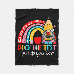 The Test Funny Teacher Testing Day Rainbow Gnomes  Fleece Blanket
