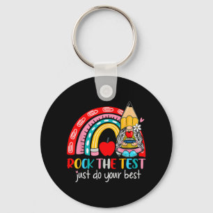 The Test Funny Teacher Testing Day Rainbow Gnomes Key Ring