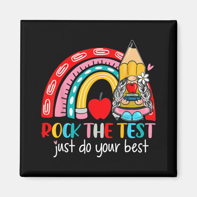 The Test Funny Teacher Testing Day Rainbow Gnomes  Magnet (Front)