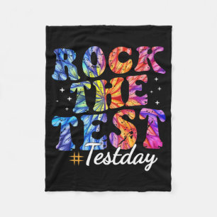 The Test Motivational Tie Dye Teacher Testing Day Fleece Blanket