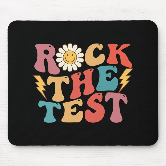 The Test Retro Groovy Teacher Test Day Testing Day Mouse Pad (Front)
