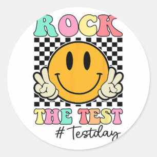 The Test Retro Smile Teacher Kids Testing Test Day Classic Round Sticker