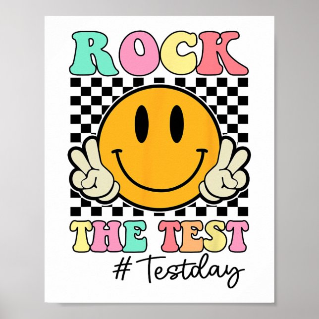 The Test Retro Smile Teacher Kids Testing Test Day Poster (Front)