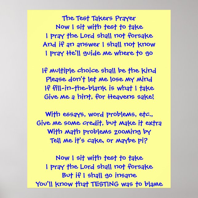 The Test Takers Prayer Print (Front)