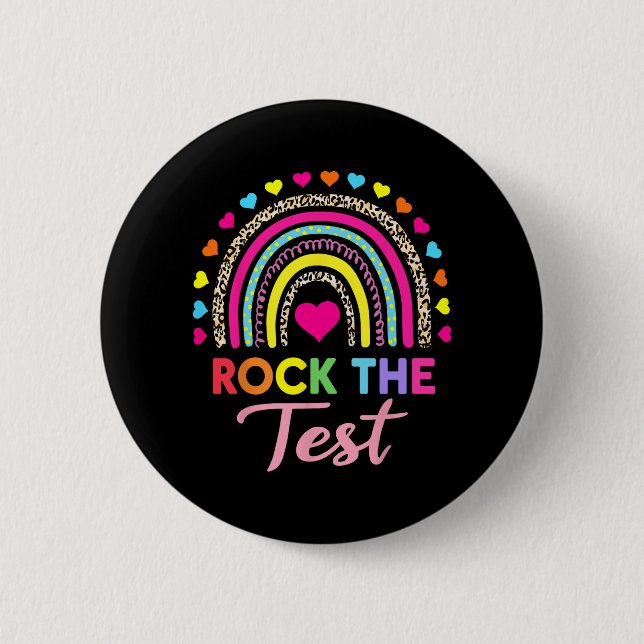The Test Test Day Teacher Testing Day Rainbow Leop 6 Cm Round Badge (Front)