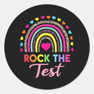 The Test Test Day Teacher Testing Day Rainbow Leop Classic Round Sticker