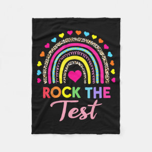 The Test Test Day Teacher Testing Day Rainbow Leop Fleece Blanket