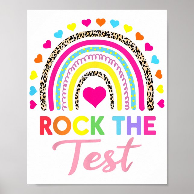 The Test Test Day Teacher Testing Day Rainbow Leop Poster (Front)