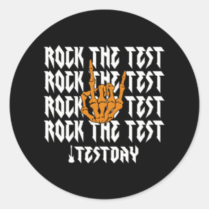 The Test Testing Day Hand Skeleton Teacher Student Classic Round Sticker