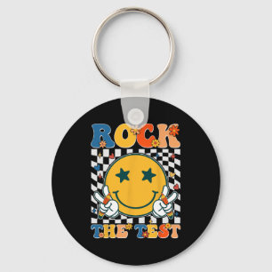 The Test Testing Day Retro Groovy Teacher Student  Key Ring