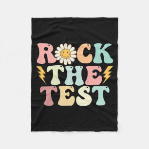 The Test Testing Day Retro Groovy Teacher Test Day Fleece Blanket