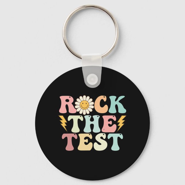 The Test Testing Day Retro Groovy Teacher Test Day Key Ring (Front)