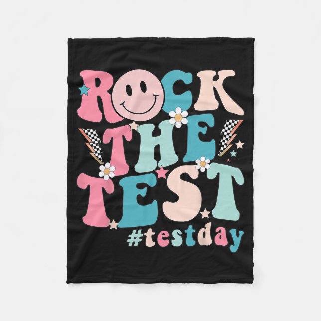 The Test Testing Day Retro Motivational Teacher St Fleece Blanket (Front)
