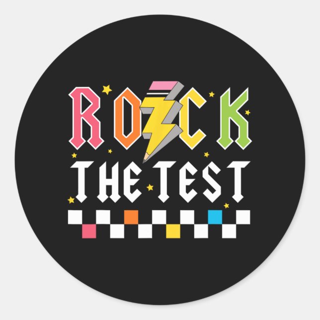 The Test Testing Day Retro Teacher Student  Classic Round Sticker (Front)