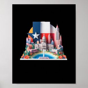 The Texas City In Usa Sticker Poster