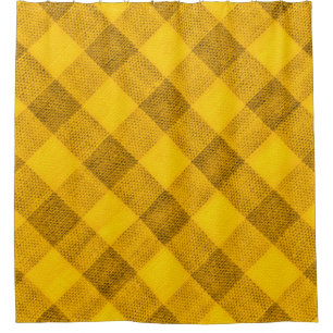 The texture of the bright yellow of binding gingha shower curtain