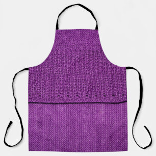 the texture of the knitted fabric, a plain purple apron