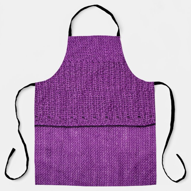 the texture of the knitted fabric, a plain purple  apron (Front)