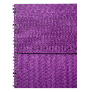 the texture of the knitted fabric, a plain purple notebook