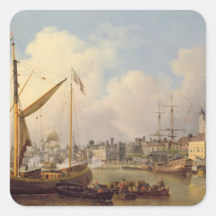 The Thames and the Tower of London supposedly on t Square Sticker