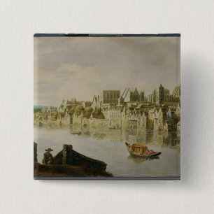 The Thames at Westminster Stairs, c.1630 (oil on p 15 Cm Square Badge