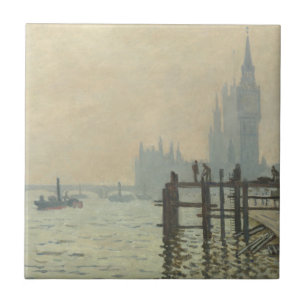 The Thames Below Westminster by Claude Monet Ceramic Tile