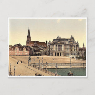 The theatre and cathedral, Schwerin, Mecklenburg-S Postcard