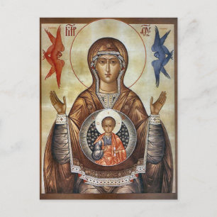 The Theotokos and Christ Child with Angels Icon    Postcard