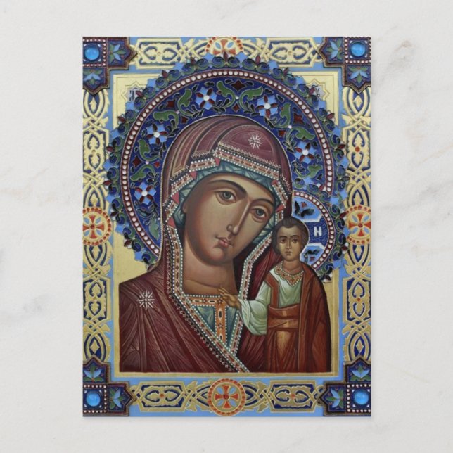 The Theotokos and the Child Christ Icon Postcard (Front)