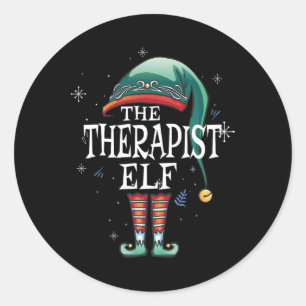 The Therapist Elf Xmas Matching Elf Family For Chr Classic Round Sticker